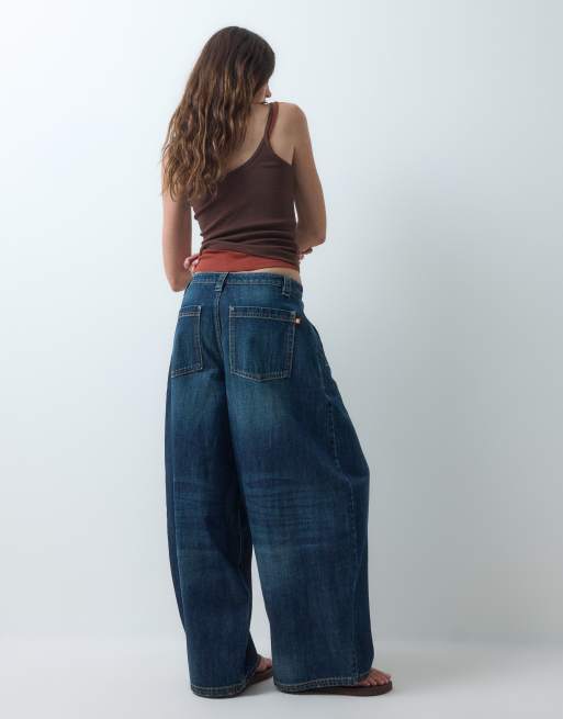 COLLUSION XL Balloon-Jeans mit Falten in Slubby-Crosshatch-Waschung, 5 von 5