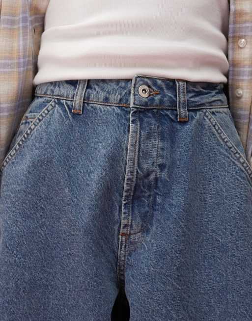 COLLUSION XL balloon jean with cinch back in washed blue