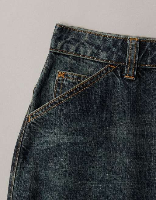 COLLUSION XL balloon jeans with twisted seams in darkwash blue, 6 of 7