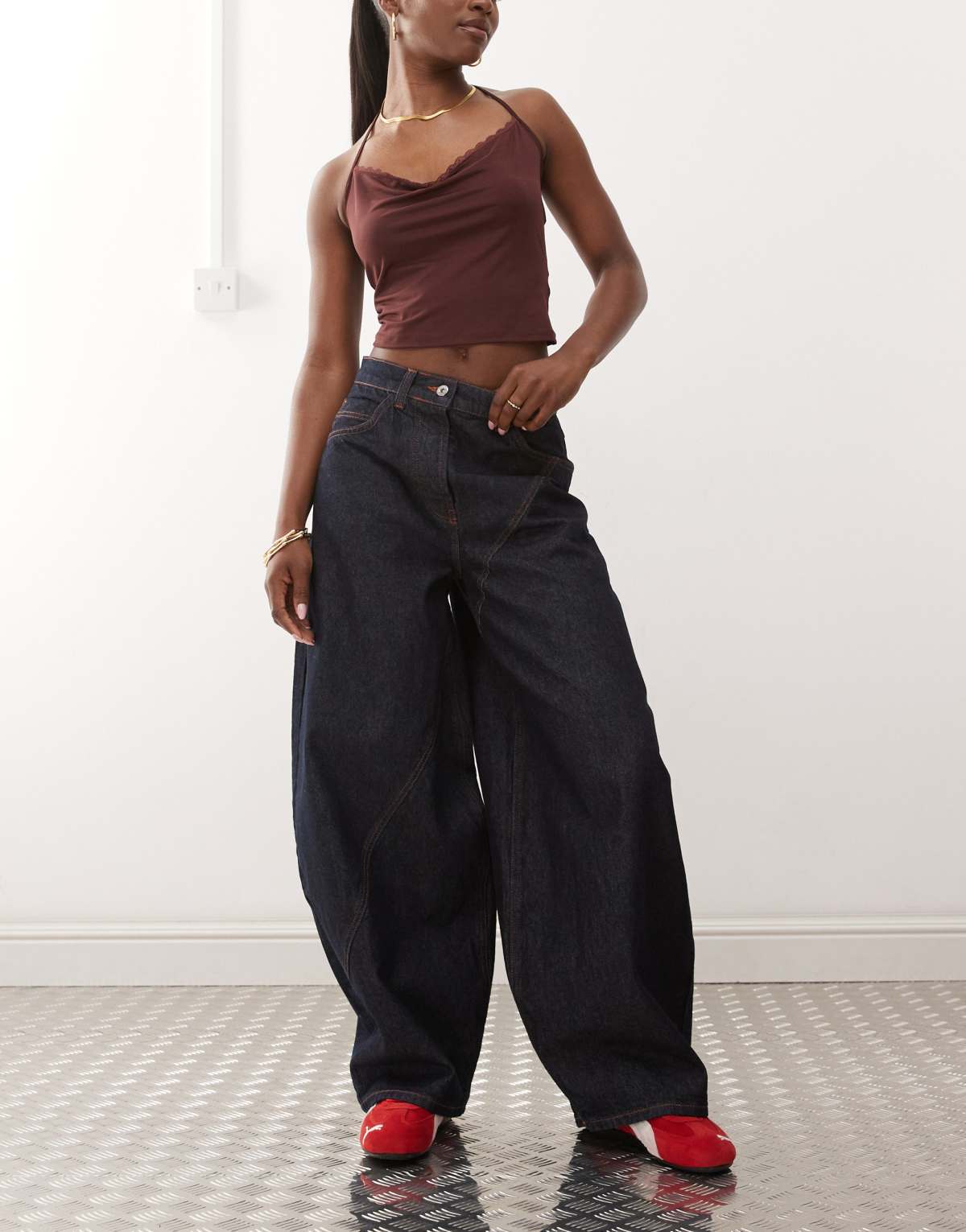 COLLUSION XL balloon low rise jean in in rinse wash