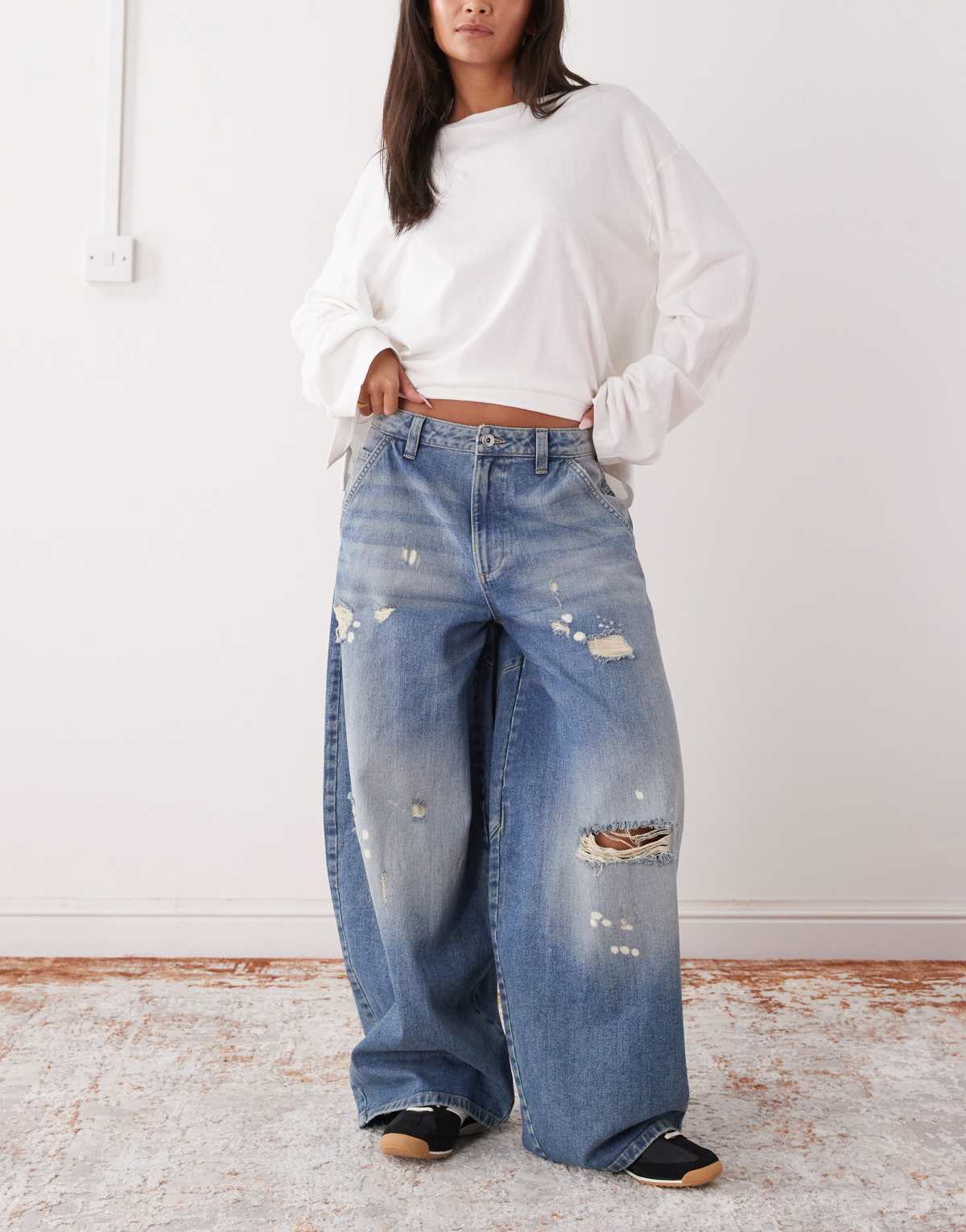 COLLUSION XL balloon low rise jean in worn wash