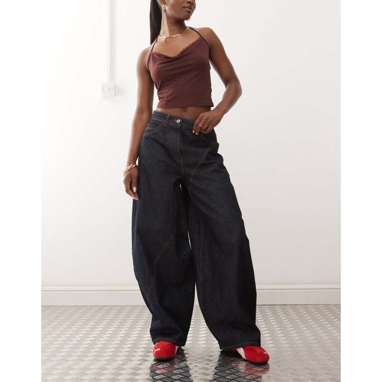 COLLUSION XL balloon low rise jeans in in rinse wash | ASOS