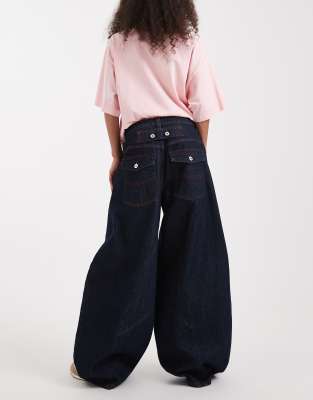 Collusion Xl Balloon Low Rise Jeans In Blue