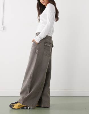 Collusion Xl Balloon Low Rise Jeans In Gray