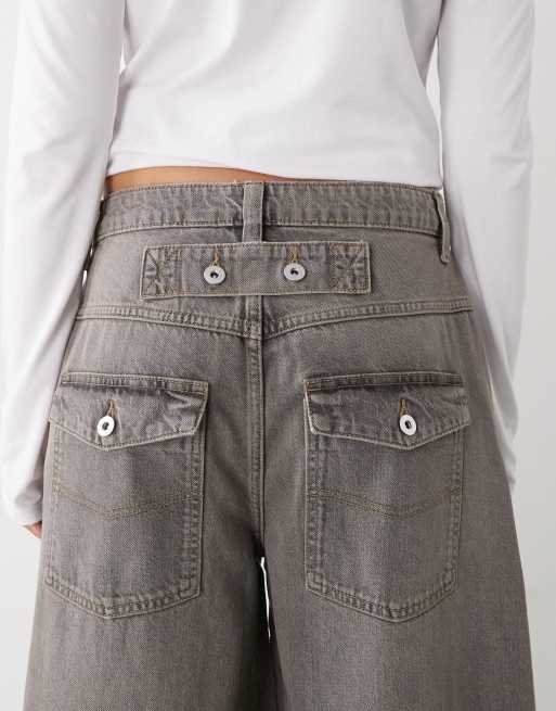 COLLUSION XL balloon low rise jeans in washed gray
