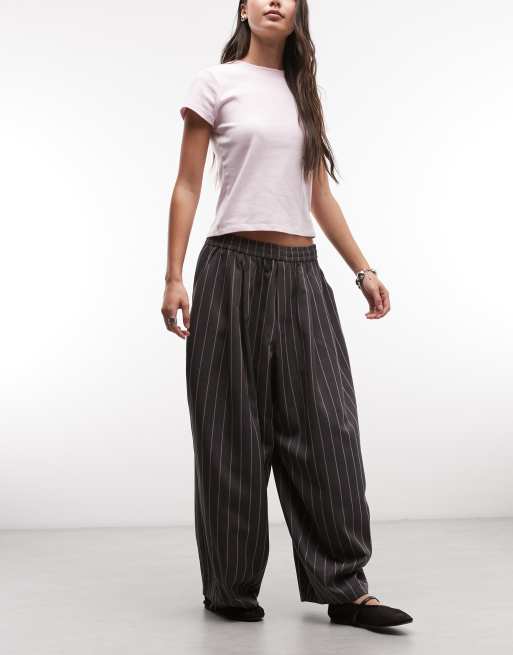 COLLUSION XL balloon pants in pink pinstripe, 2 of 5