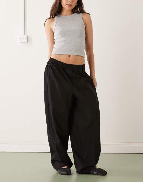 COLLUSION XL balloon pants with linen in black - view 1