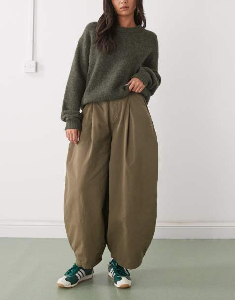 COLLUSION XL balloon pleated pants in khaki green - view 1