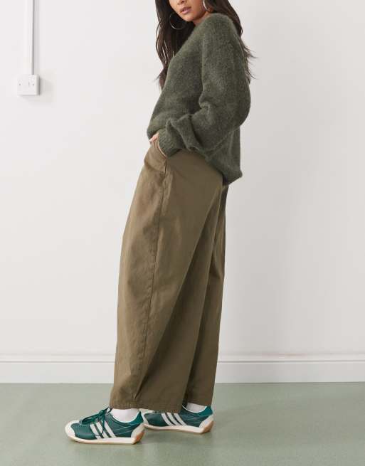 COLLUSION XL balloon pleated pants in khaki green
