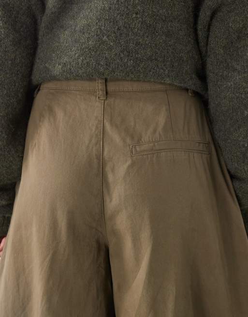 COLLUSION XL balloon pleated trouser in khaki green, 4 of 5