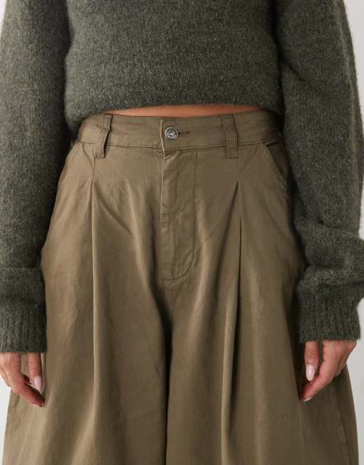 COLLUSION XL balloon pleated trouser in khaki green, 5 of 5