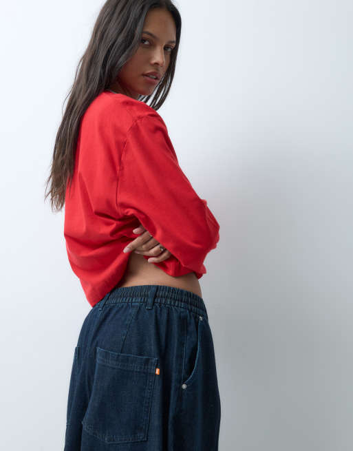 COLLUSION XL balloon pull on jeans in dark blue wash, 4 of 5