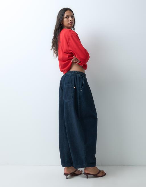 COLLUSION XL balloon pull on jeans in dark blue wash, 5 of 5
