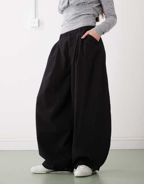 COLLUSION XL balloon trouser with pleats in black