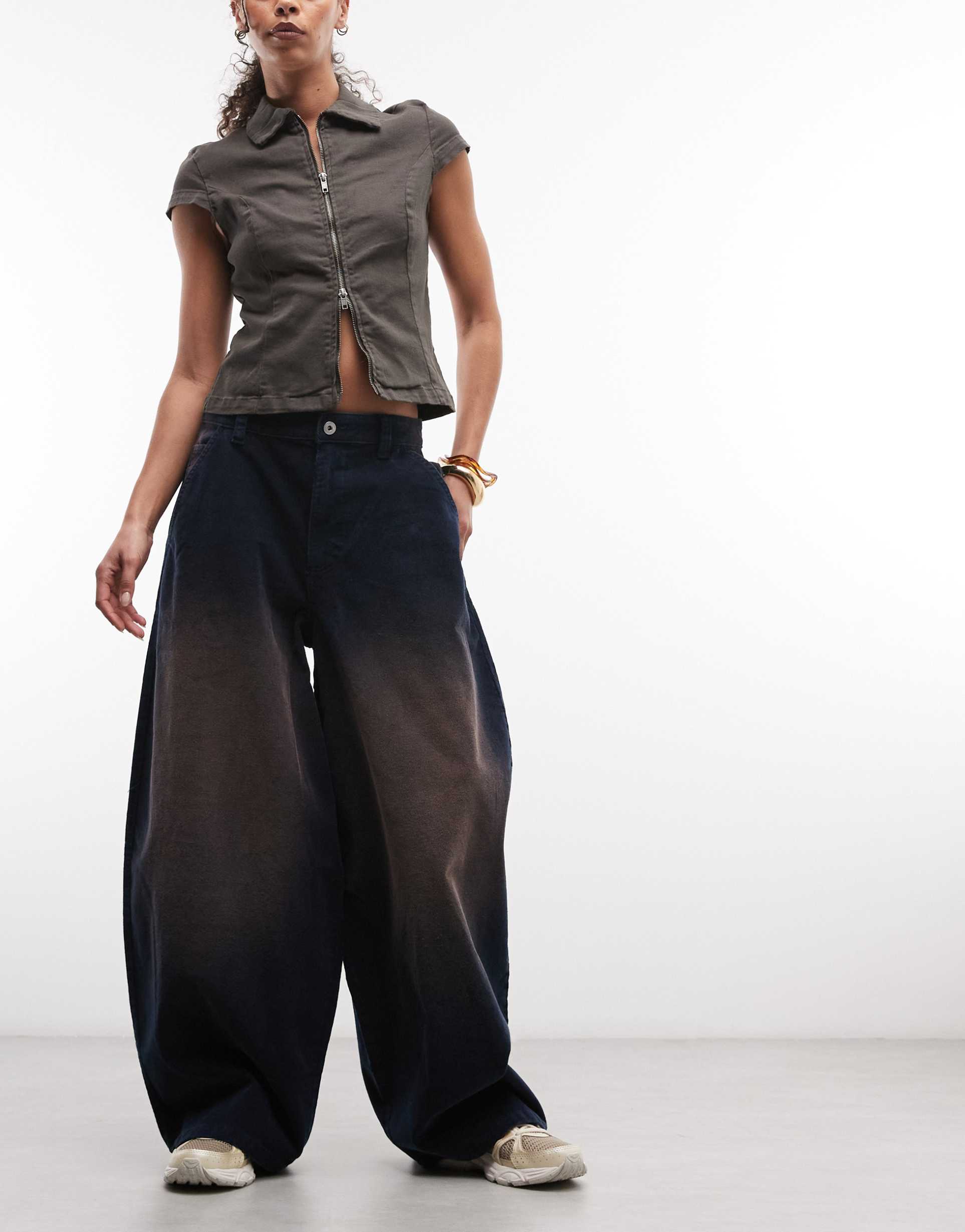 collusion xl balloon with contrast stitch in washed navy