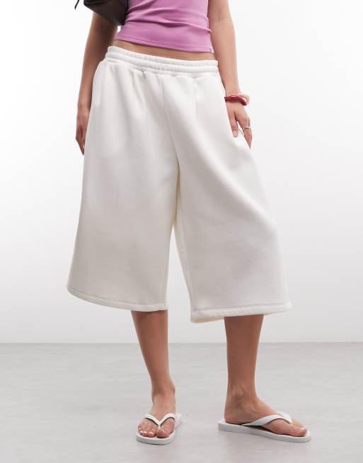 COLLUSION - XL - Cremehvide posede longline-joggingshorts, 2 af 5