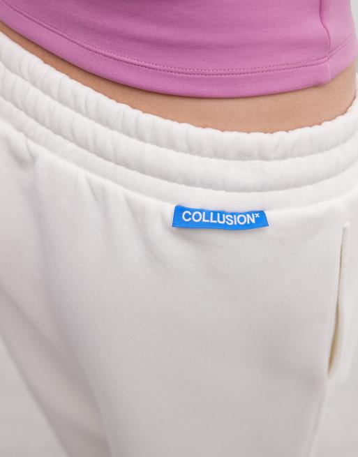 COLLUSION – XL – Naturvita, baggy mjukisshorts i lång modell, 4 av 5