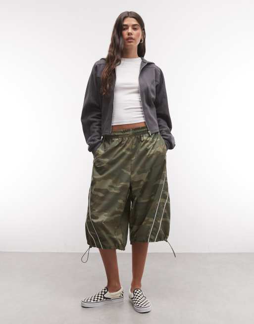 COLLUSION - XL - Pantaloncini ampi taglio lungo in nylon mimetici, 1 di 5