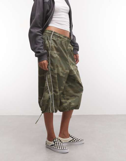 COLLUSION - XL - Pantaloncini ampi taglio lungo in nylon mimetici, 2 di 5
