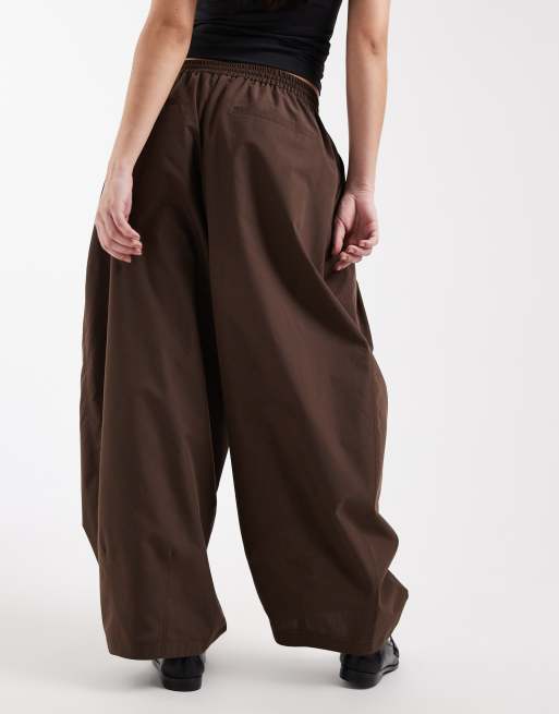 COLLUSION - XL - Pantaloni a palloncino color cioccolato, 4 di 5