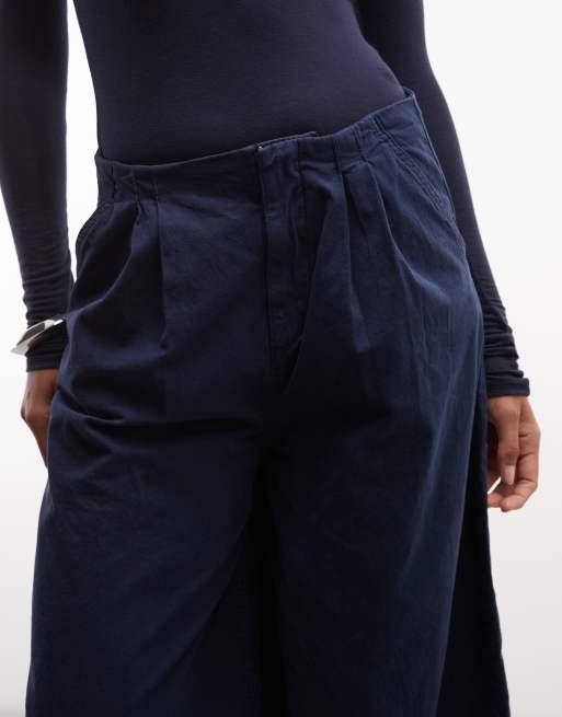 COLLUSION XL pleated balloon jeans in navy, 4 of 5
