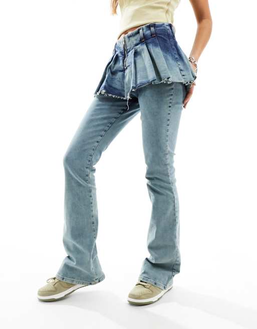 Pantalon jupe en jean clearance