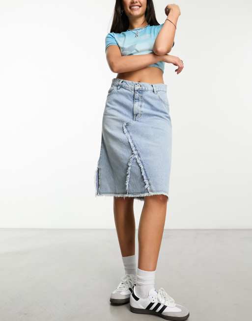 Asos denim midi skirt store