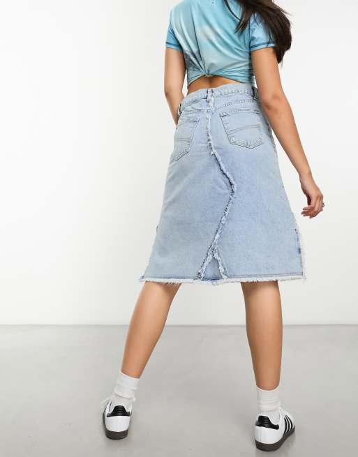 COLLUSION Y2K denim midi skirt in vintage blue | ASOS