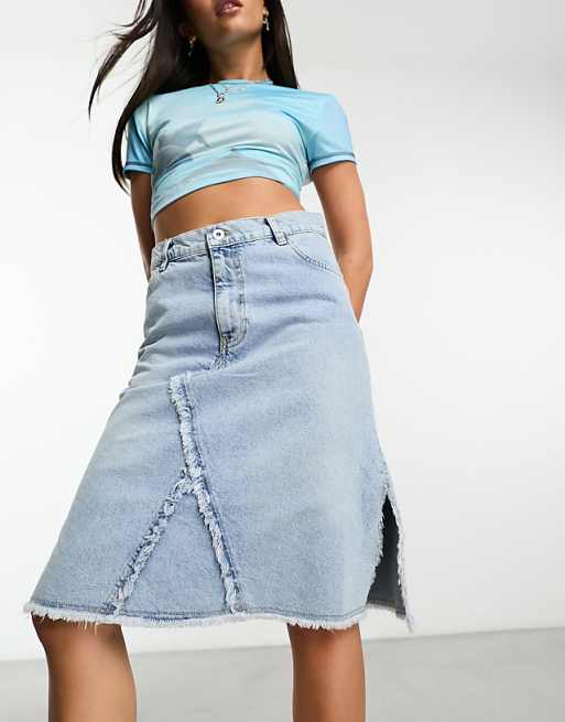 COLLUSION Y2K denim midi skirt in vintage blue | ASOS COLLUSION Y2K denim midi skirt in vintage blue | ASOS