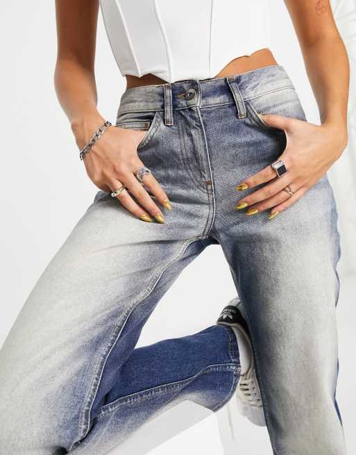 COLLUSION Y2K extreme bleach flare jeans in blue - MBLUE, 3 of 4