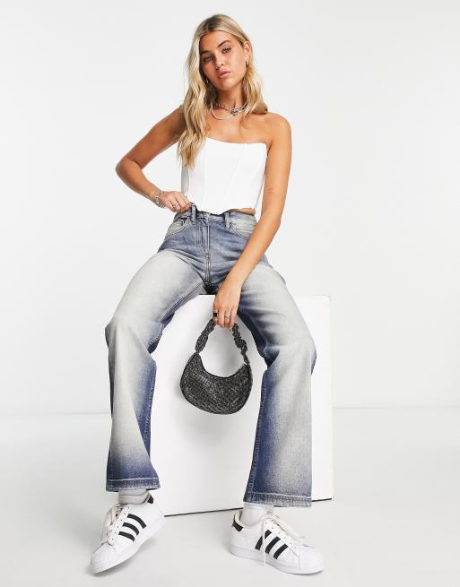 COLLUSION Y2K extreme bleach flare jeans in blue - MBLUE | ASOS