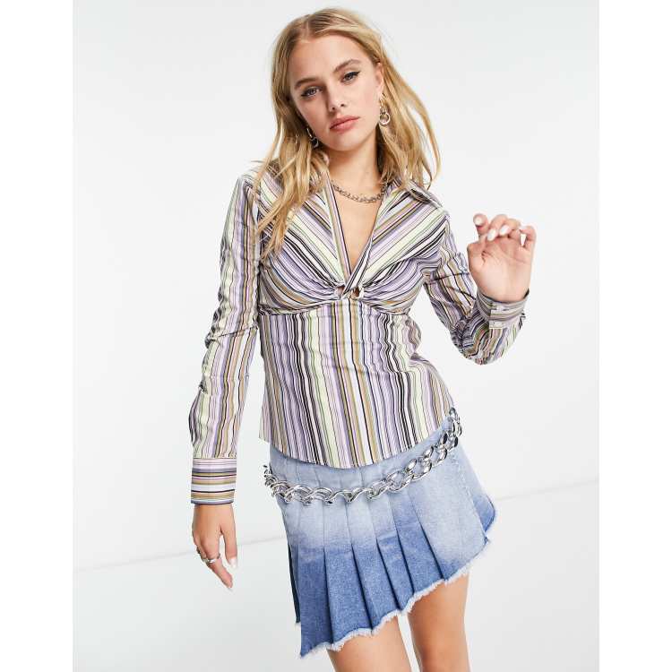 シャツ IONSEOUL Lizette Striped Denim Shirt Iconic Lightweight Western Shirt - White | Levi's® NO