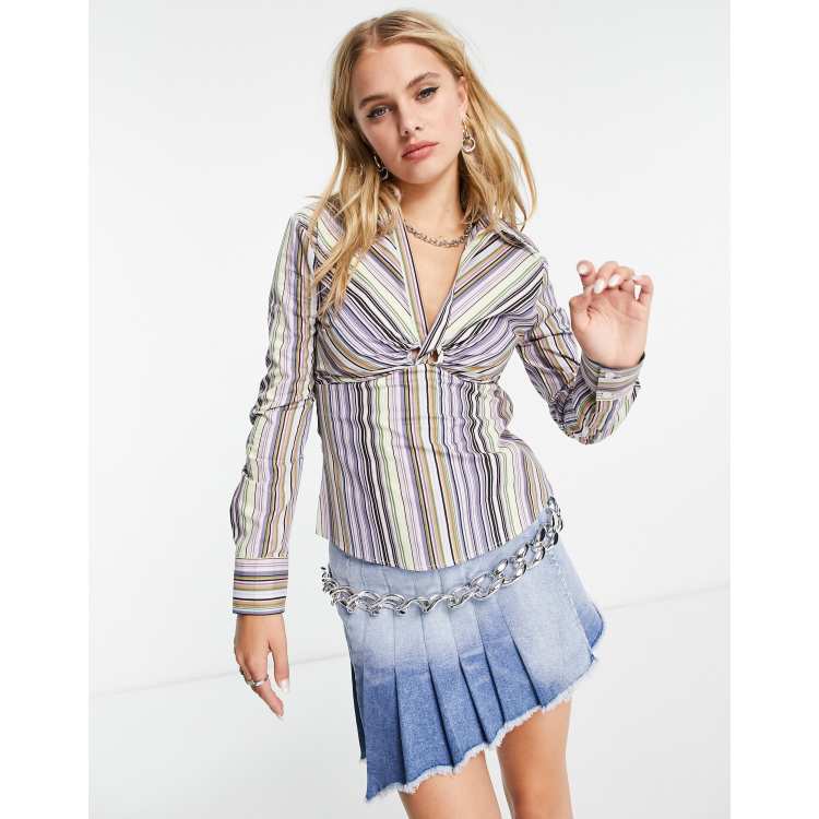 COLLUSION Y2K fitted stripe shirt in multi | ASOS