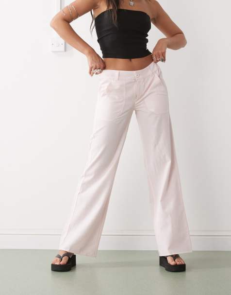 COLLUSION y2k low rise woven cargo trouser in pink - LPINK - view 1
