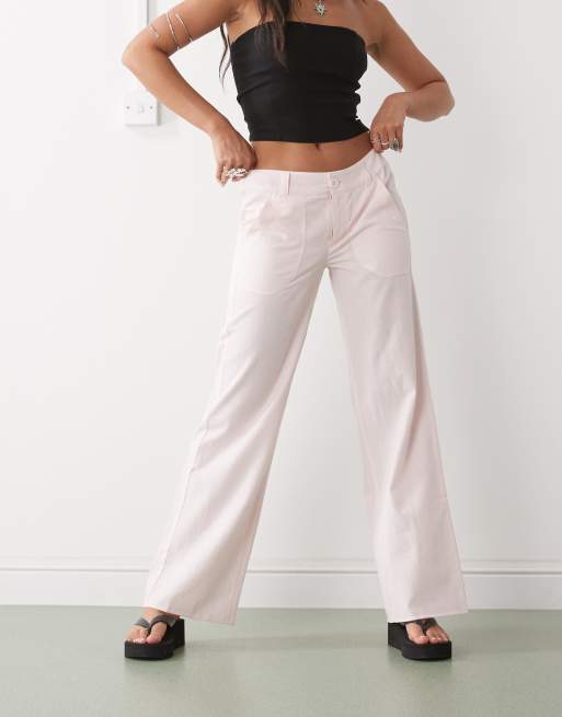 COLLUSION y2k low rise woven cargo trouser in pink - LPINK