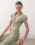 [Collusion] COLLUSION y2k tailored blouse in green check (part of a set) 16 Green check