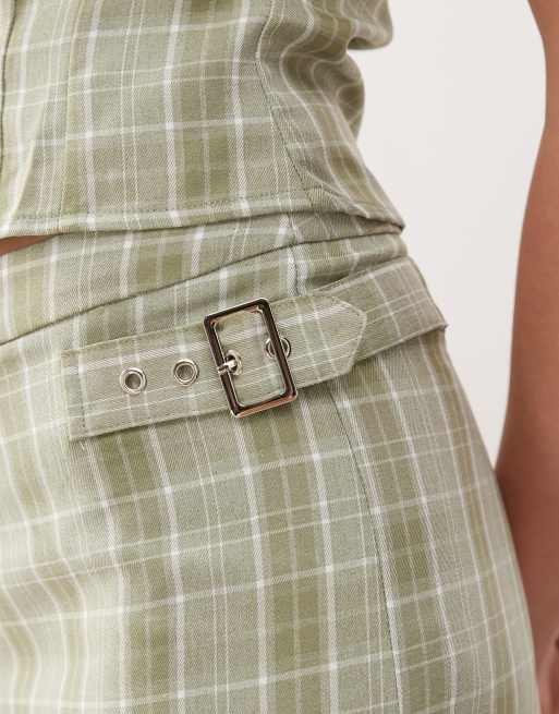 COLLUSION y2k tailored trousers in green check, 5 of 5