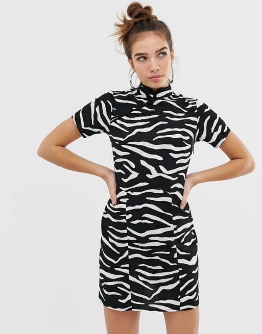 COLLUSION zebra print mini dress