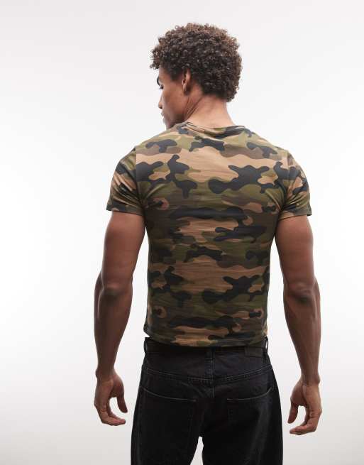 COLLUSION – Zielony dopasowany T-shirt we wzór moro, 5 z 5