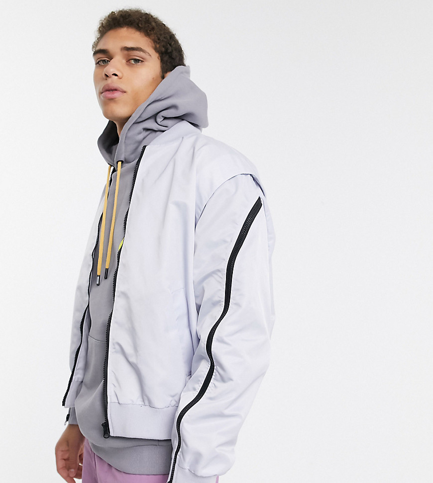COLLUSION zip detail MA1 bomber jacket in grey-Black