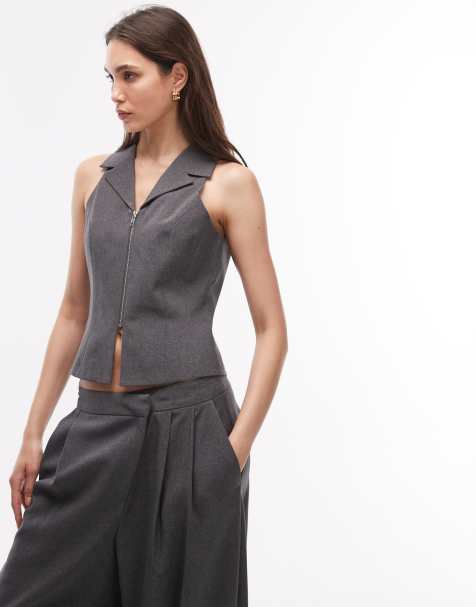COLLUSION zip front waistcoat in grey - view 1