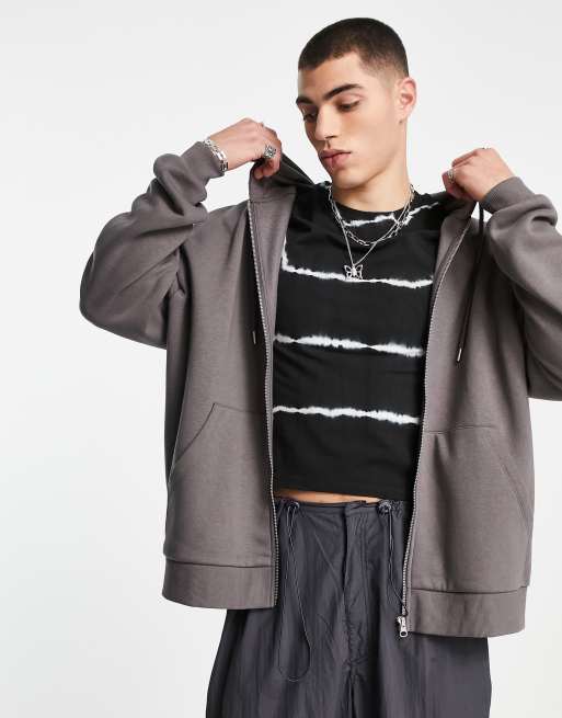 COLLUSION zip hoodie in gray heather  