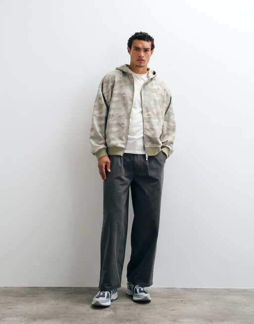 COLLUSION Zip-Hoodie in Military-Muster mit Waschung, 5 von 5