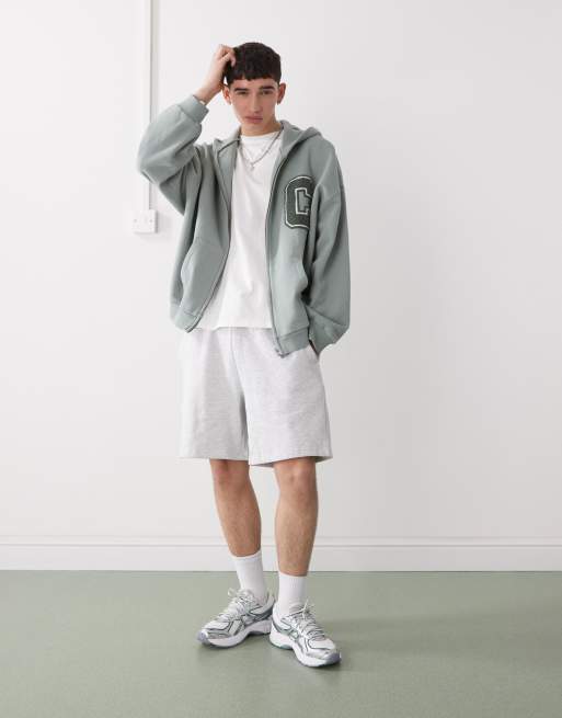COLLUSION zip hoodie with Chenille patch in khaki, 4 of 4