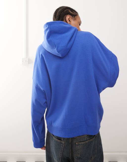 COLLUSION zip through boxy hoodie in blue, 4 of 4