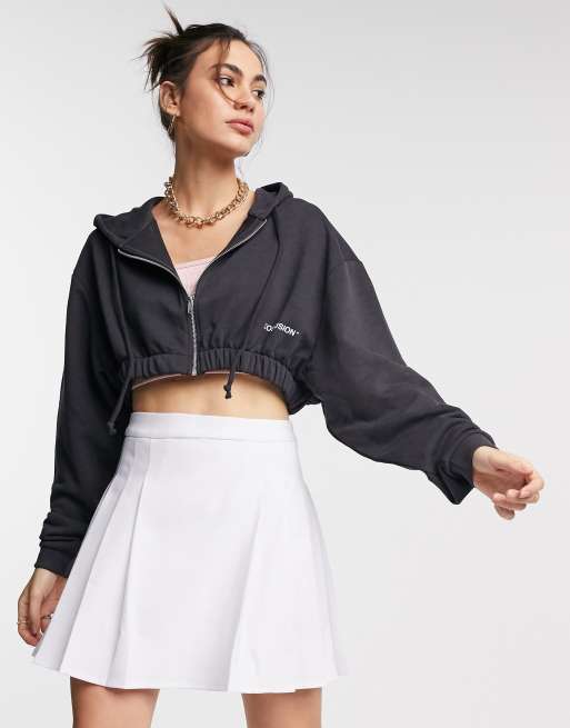 Zip Through Cropped Hoodie