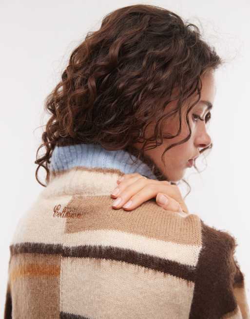 COLLUSION zip through funnel neck cardigan in multi stripe, 2 of 4