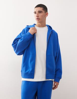 Collusion COLLUSION Zip through hoodie in navy blue