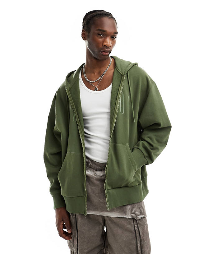 Collusion - zip through hoodie with logo in green