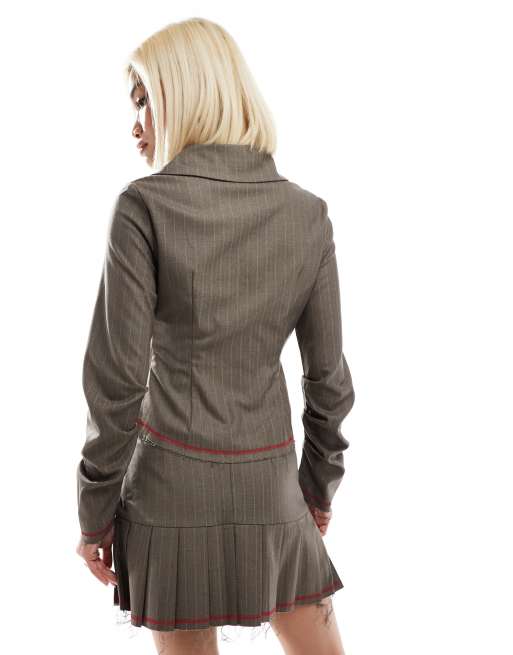 COLLUSION zip through jacket with lace up detail and raw hem (part of a set), 2 of 4